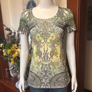 NWT Style&Co size small Green and Yellow Patterned Women's Top